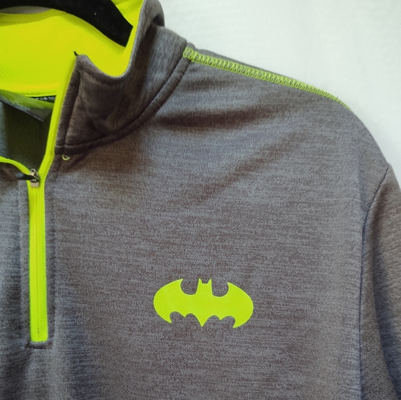 DC Comic Batman Half Zip Pullover Lightweight Fleece Grey Sweatshirt Sz - Medium - Picture 3 of 7